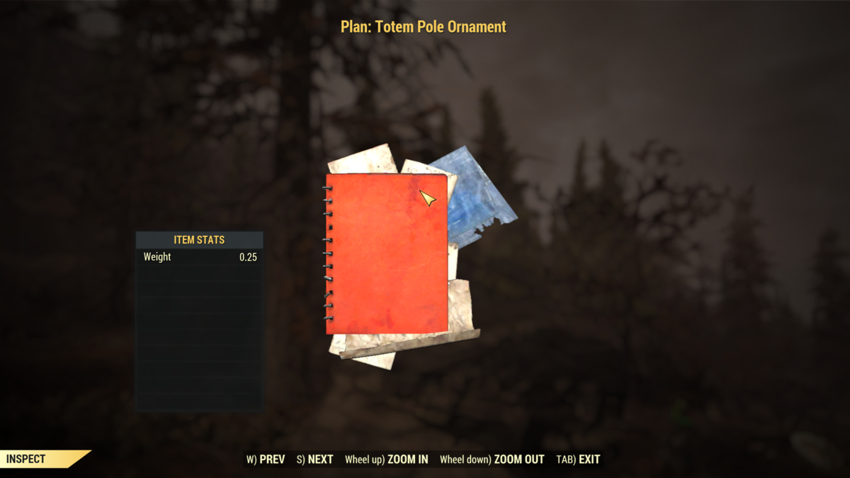 El plan de adorno del tótem en Fallout 76