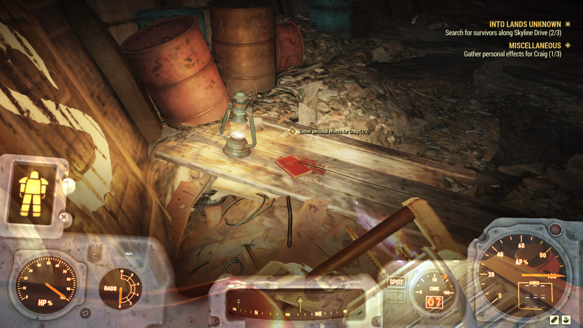 Encontrar los efectos personales de Rob para Craig en Fallout 76.