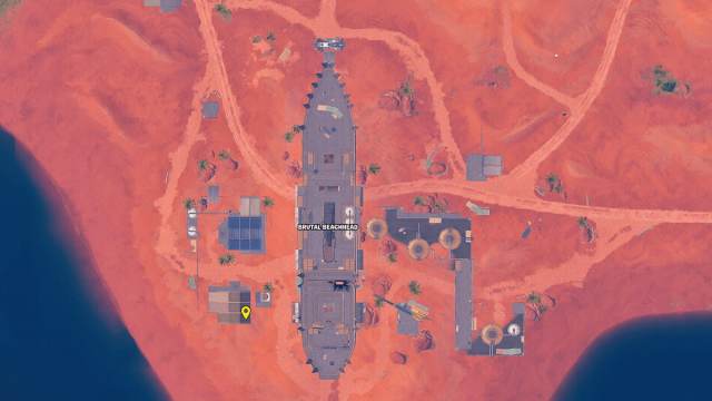 Mapa de Fortnite Capítulo 5 Temporada 3 Brutal Beachhead, ubicación de Pandora Gem