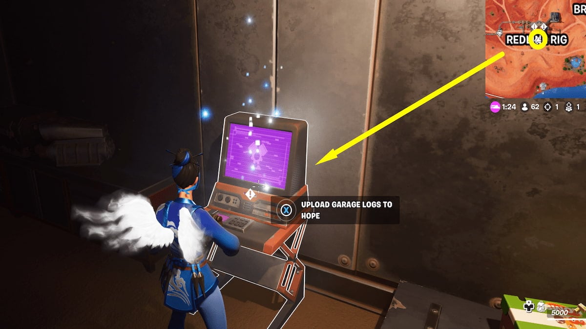 Terminal en Redline Rig en el garaje de la planta baja