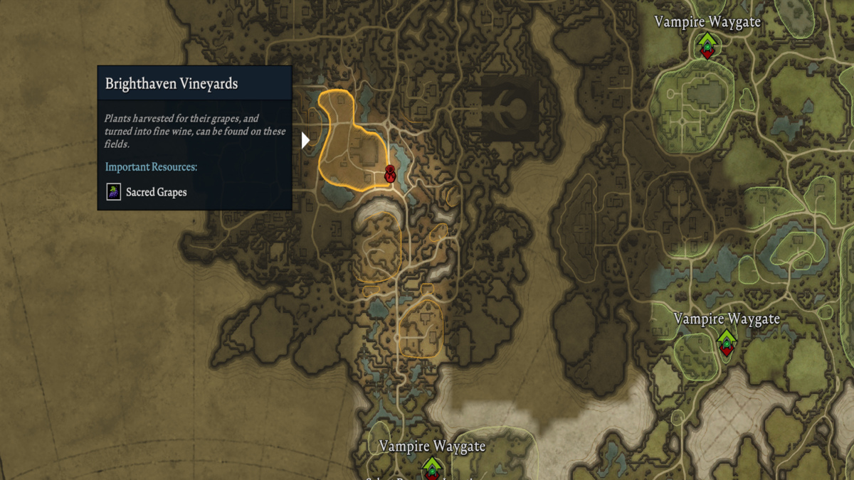 Los viñedos Brighthave en la región de Silverhills V Rising