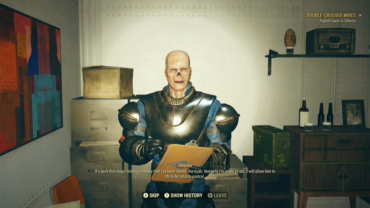 Mentirle a Oberlin durante la misión Cables cruzados en Fallout 76