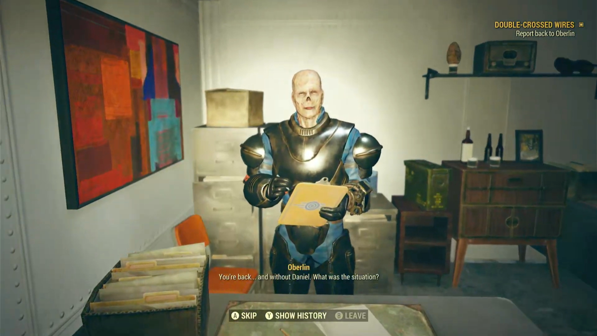 Decirle a Oberlin la verdad durante la misión Cables cruzados en Fallout 76