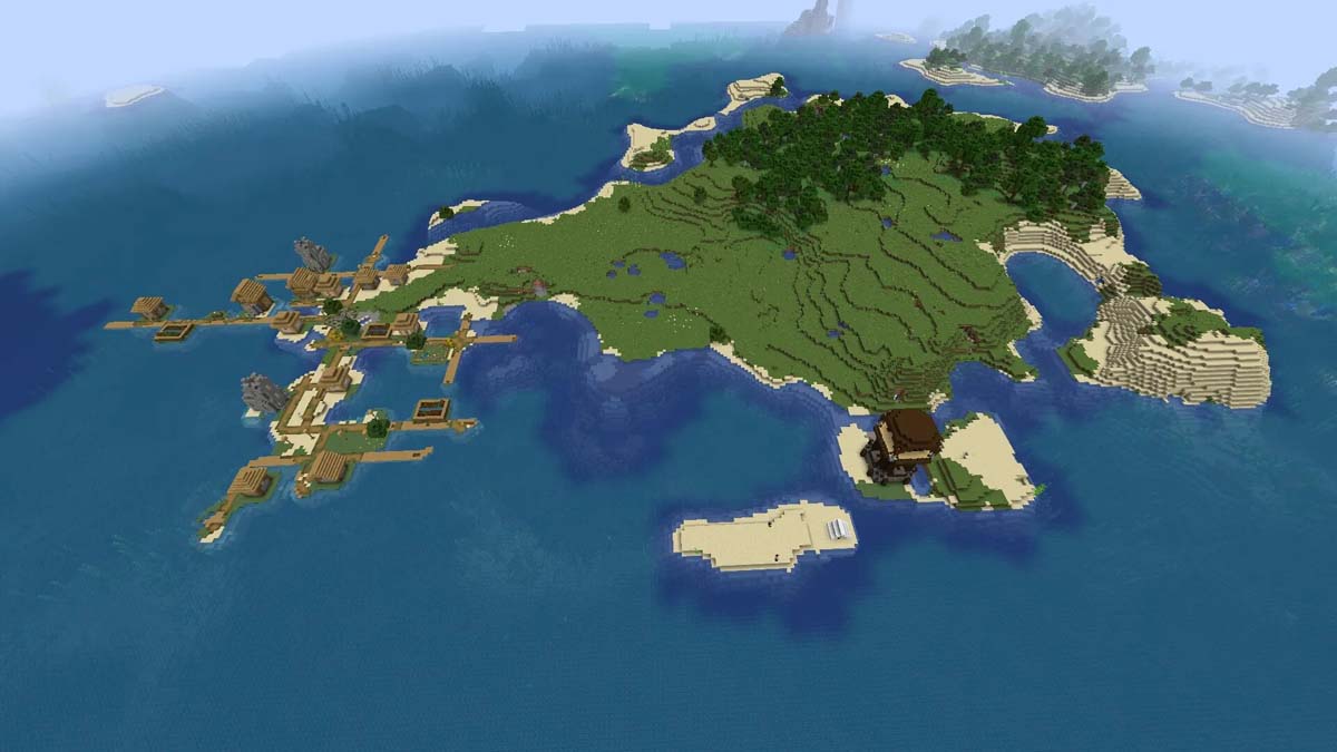 Puesto de avanzada de saqueadores y aldea isleña en Minecraft