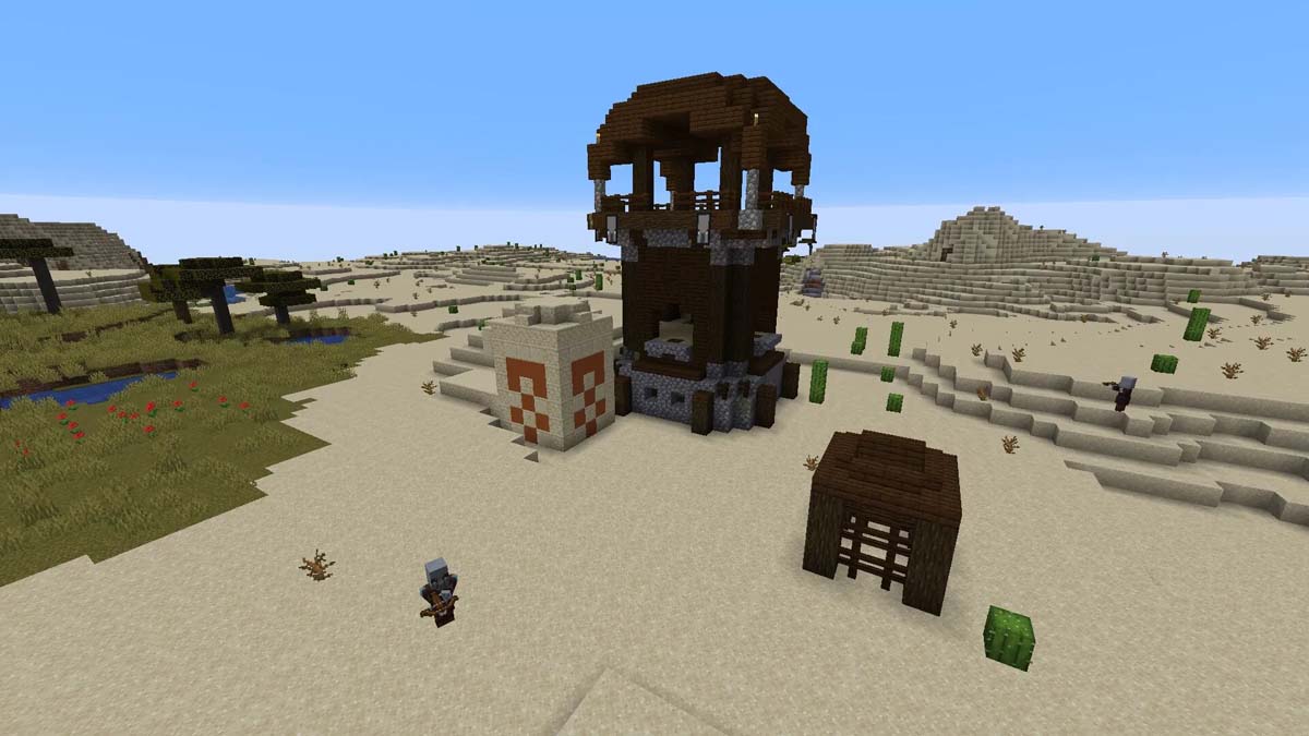 Puesto de avanzada de saqueadores y templo del desierto en Minecraft