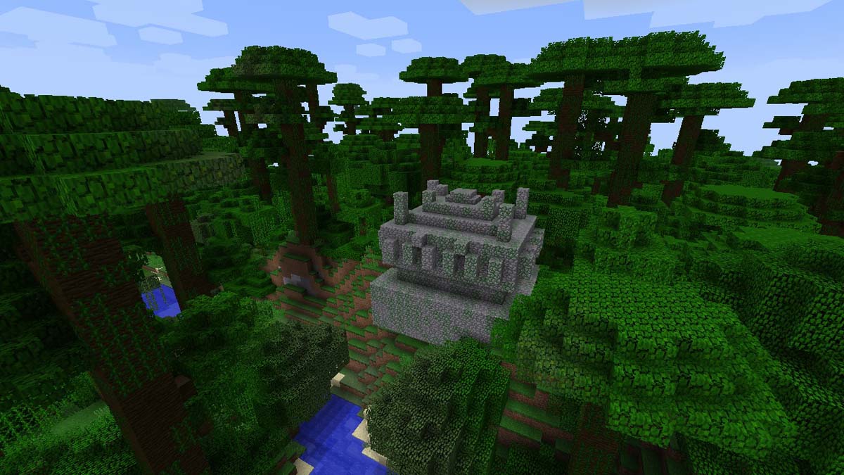 Templo de la jungla en el acantilado en Minecraft
