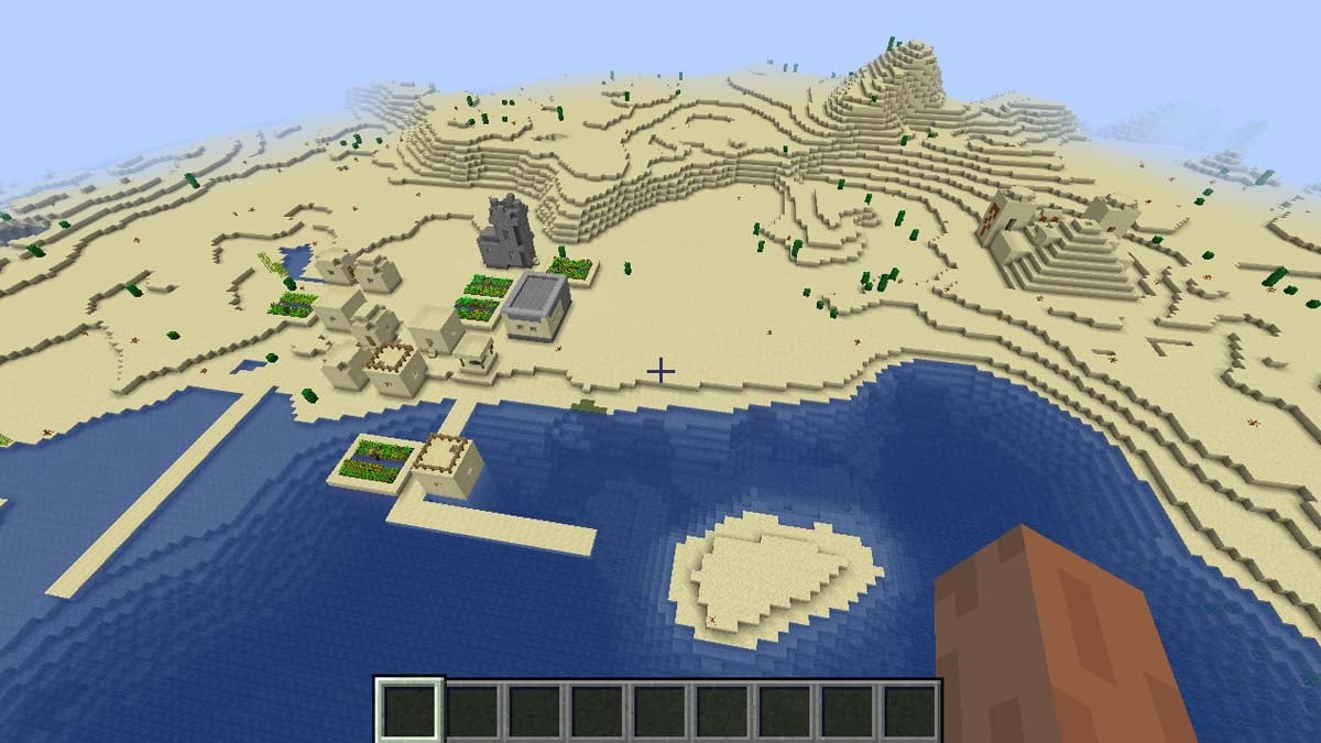 Templo y pueblo del desierto en Minecraft