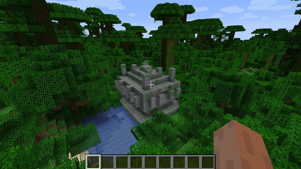 Templo de la jungla en el río en Minecraft