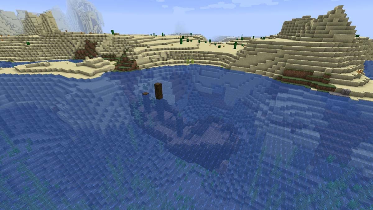 Naufragio de primer nivel en la costa en Minecraft