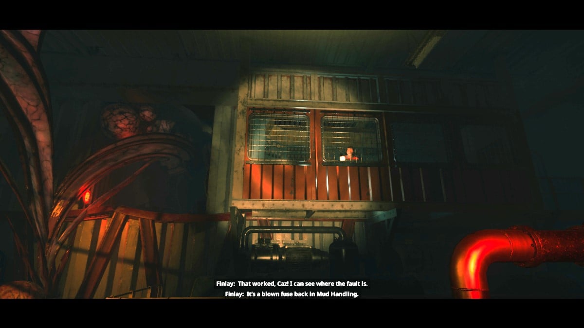 Escena con Finlay donde te dice que arregles el fusible en Mud Handling Still Wakes the Deep.
