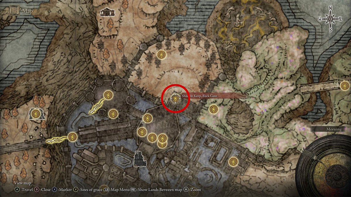 The Shadow Keep, sitio de gracia de la puerta trasera en Elden Ring Shadow of the Erdtree