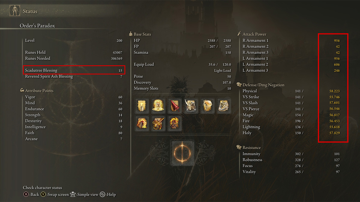 Las bonificaciones de bendición de Scadutree en Elden Ring Shadow of the Erdtree