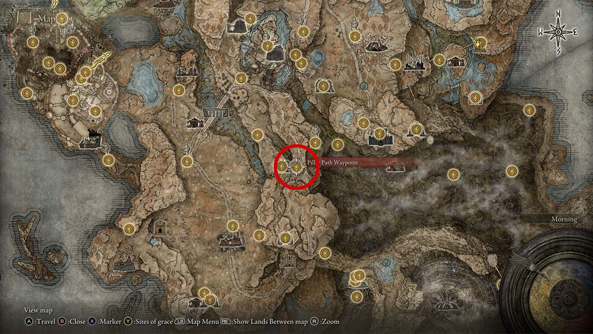 El punto de ruta del camino del pilar Sitio de gracia en Elden Ring La sombra del Erdtree