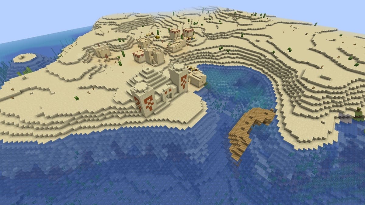 Templo y pueblo del desierto en Minecraft