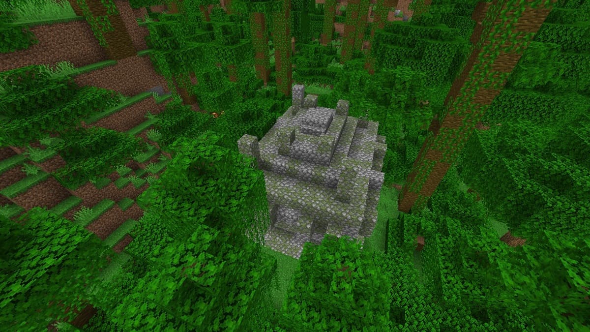 Templo de la jungla en la colina en Minecraft
