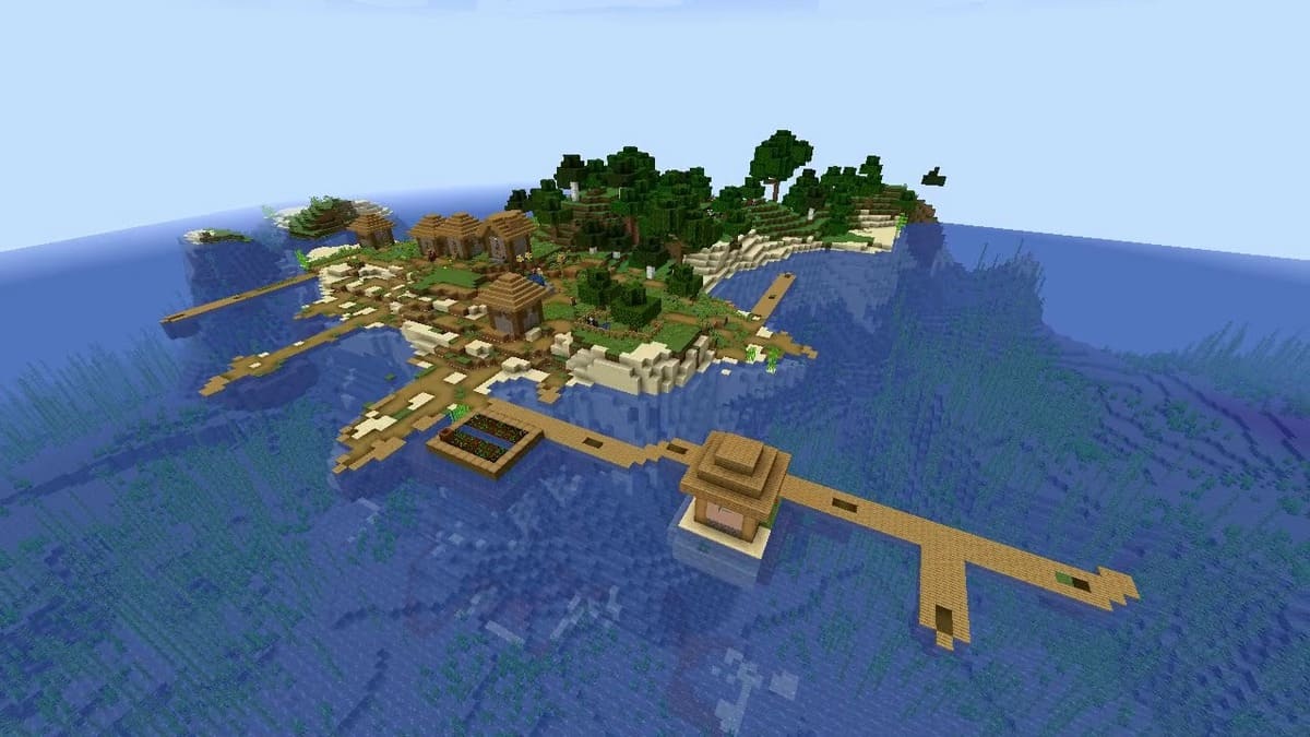 Pueblo insular de supervivencia en Minecraft