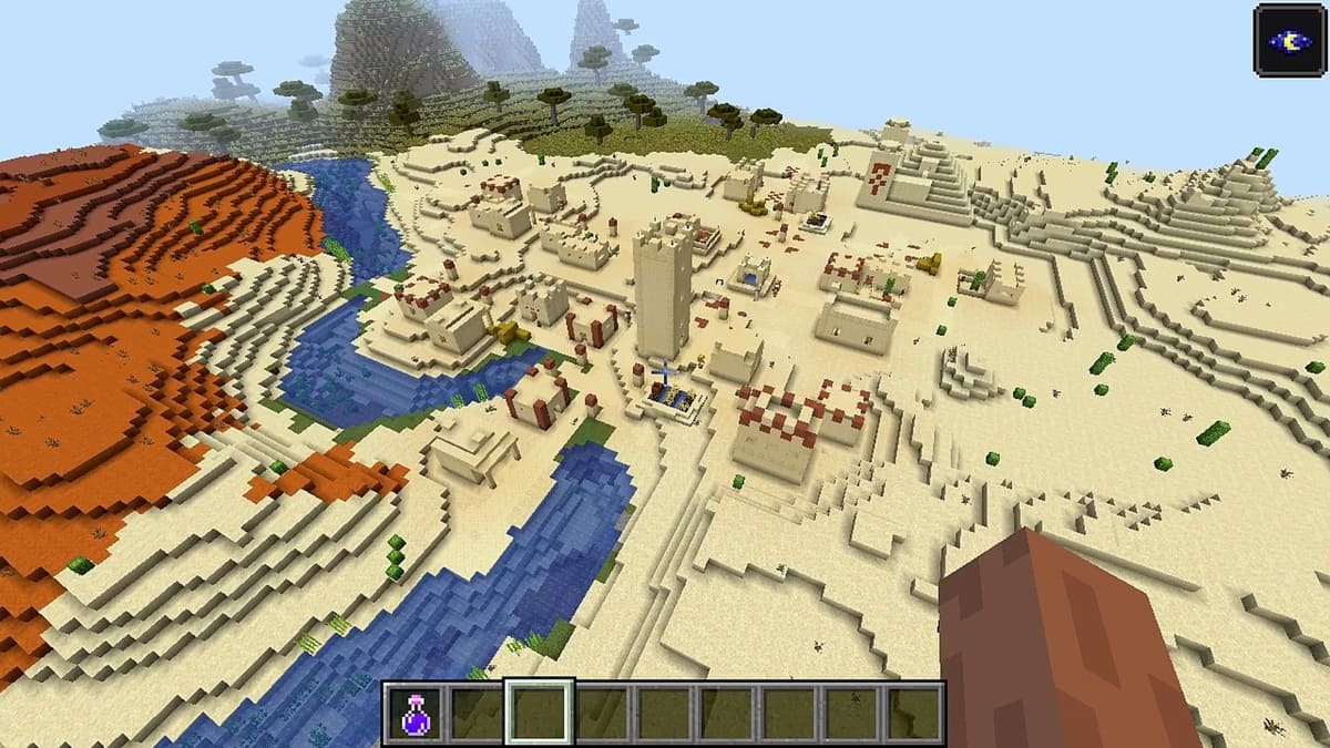 Templo y pueblo del desierto en Minecraft