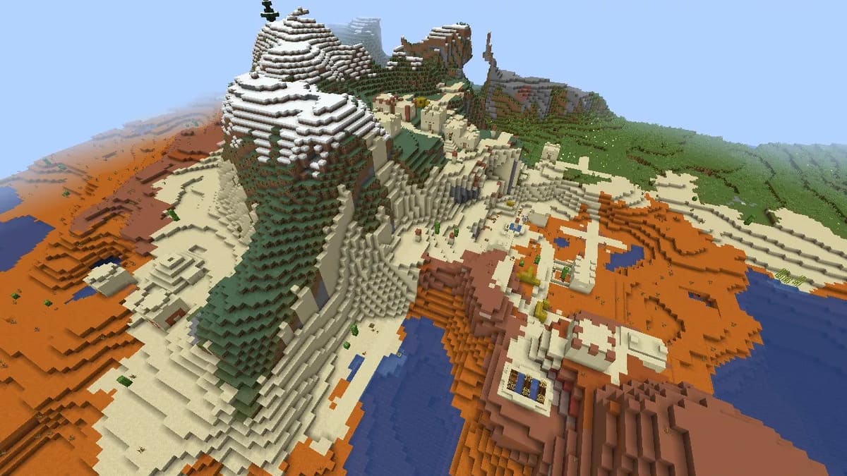 Templo y pueblo del desierto en Minecraft