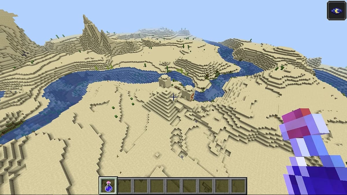 Templo del desierto cerca del río en Minecraft