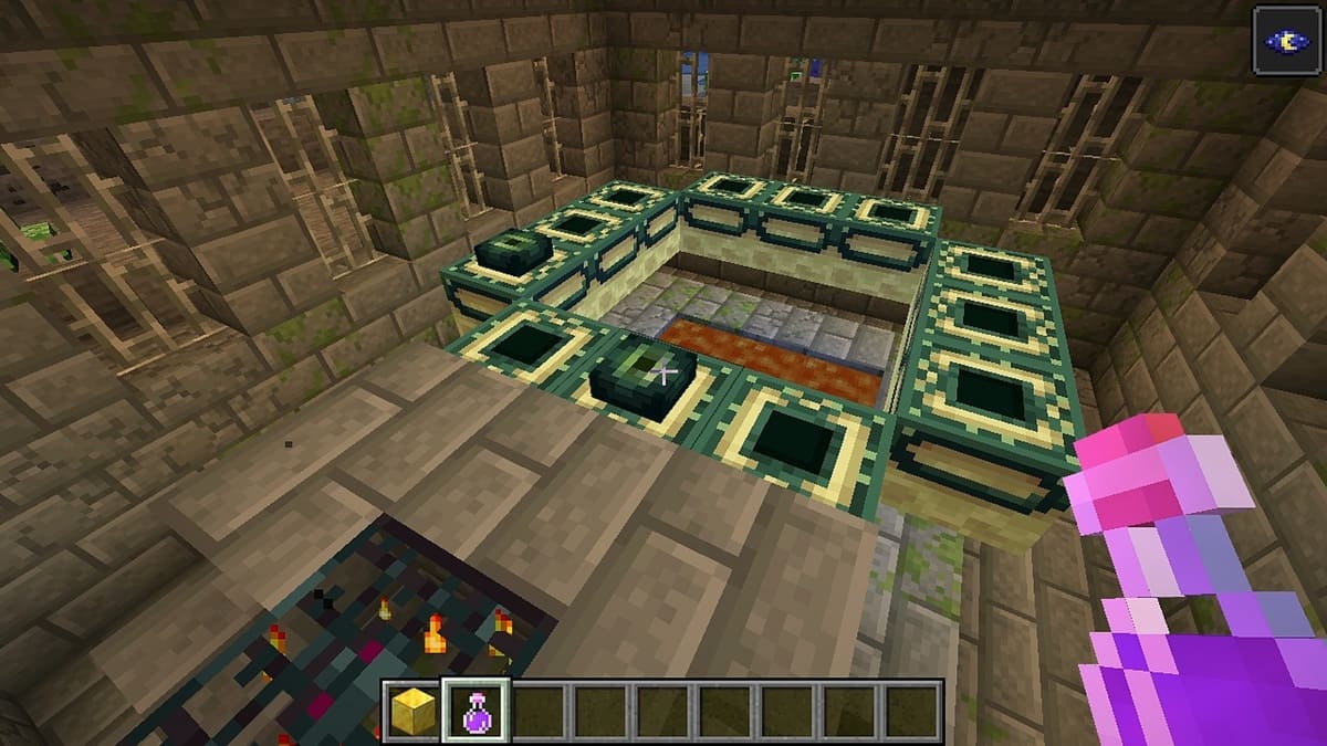 Portal final con dos ojos activos en Minecraft