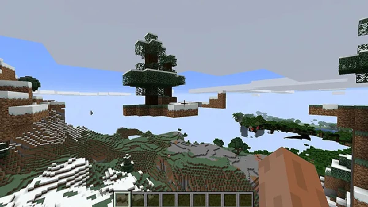 Isla flotante con un árbol en Minecraft