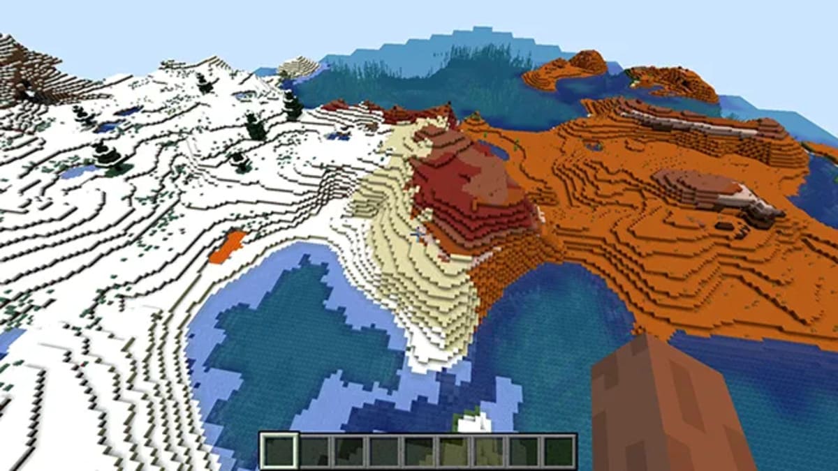 Badlands y llanuras nevadas en Minecraft