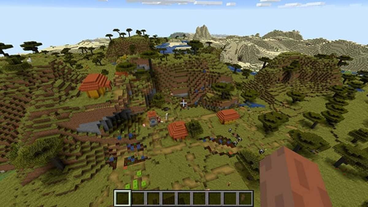 Desierto y pueblo de acacias en Minecraft