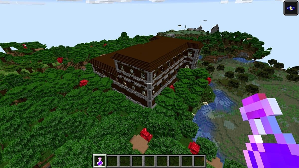 Mansión en el bosque cerca de un pantano en Minecraft