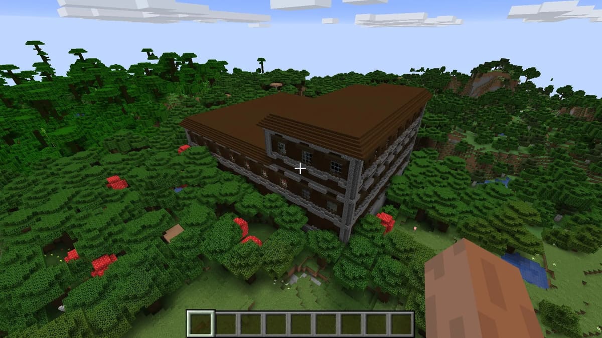 Mansión en el bosque cerca de la jungla en Minecraft
