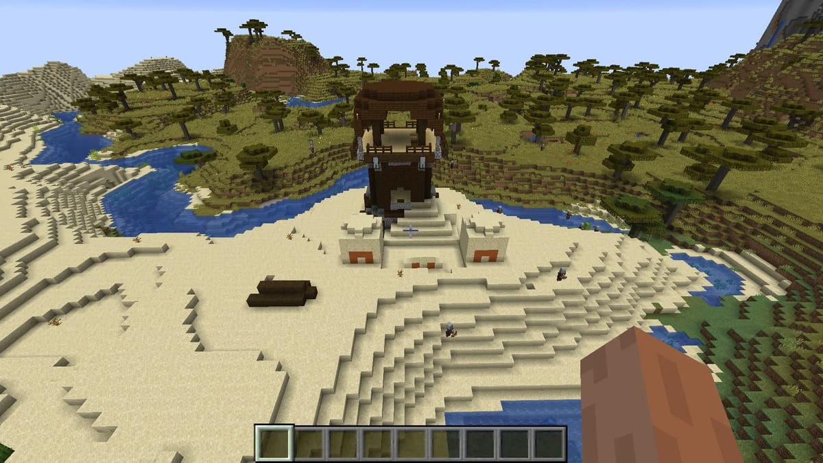 Puesto de avanzada de saqueadores en un templo del desierto en Minecraft