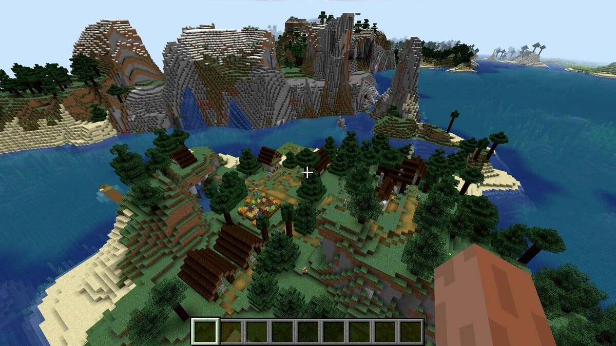 Pueblo de la isla de la taiga de supervivencia en Minecraft