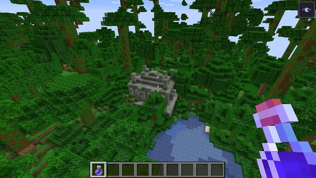 Templo de la jungla en el río en Minecraft