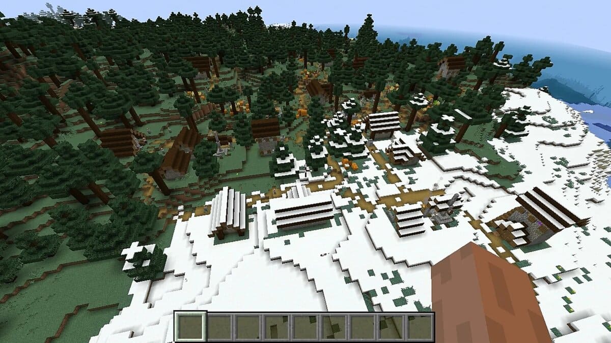 Pueblo de taiga nevada en Minecraft