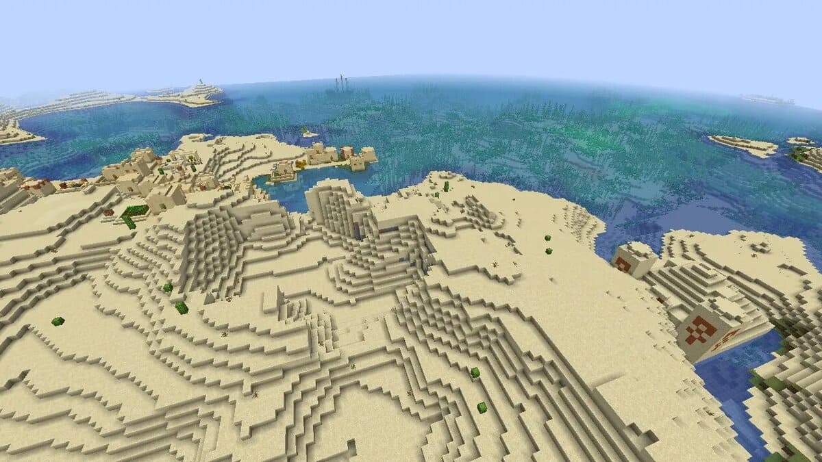 Templo y pueblo del desierto en Minecraft