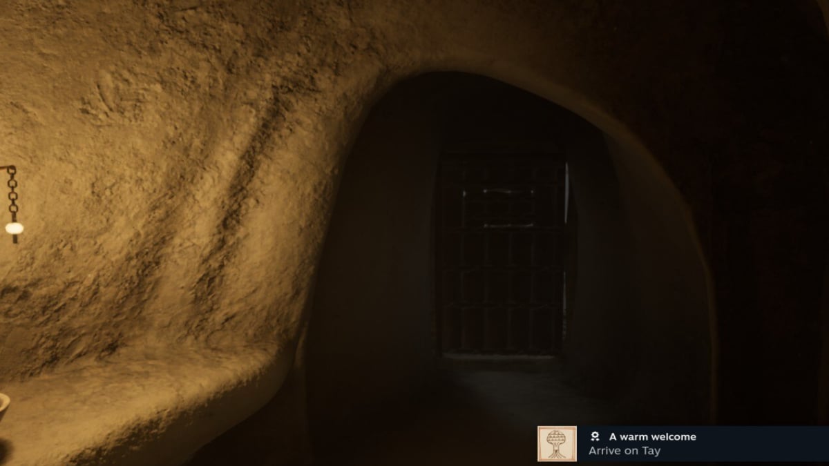 Obteniendo el logro Una cálida bienvenida en Riven.