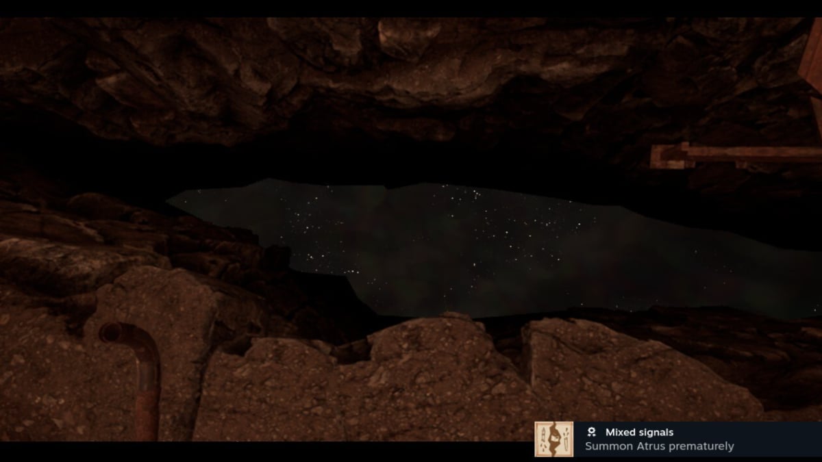 Obteniendo el logro Señales mixtas en Riven.