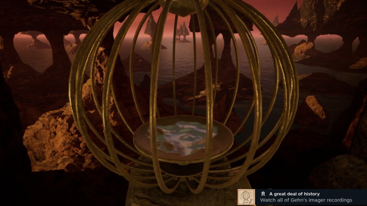 Obteniendo el logro Una gran cantidad de historia en Riven.