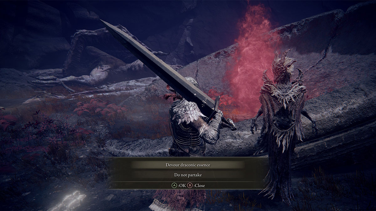 Cómo obtener forma de dragón en Elden Ring Shadow of the Erdtree 15 Seleccionando devorar esencia dracónica en Elden Ring Shadow of the Erdtree