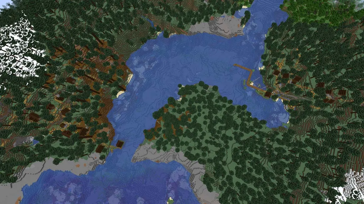 Pueblo de doble río en Minecraft