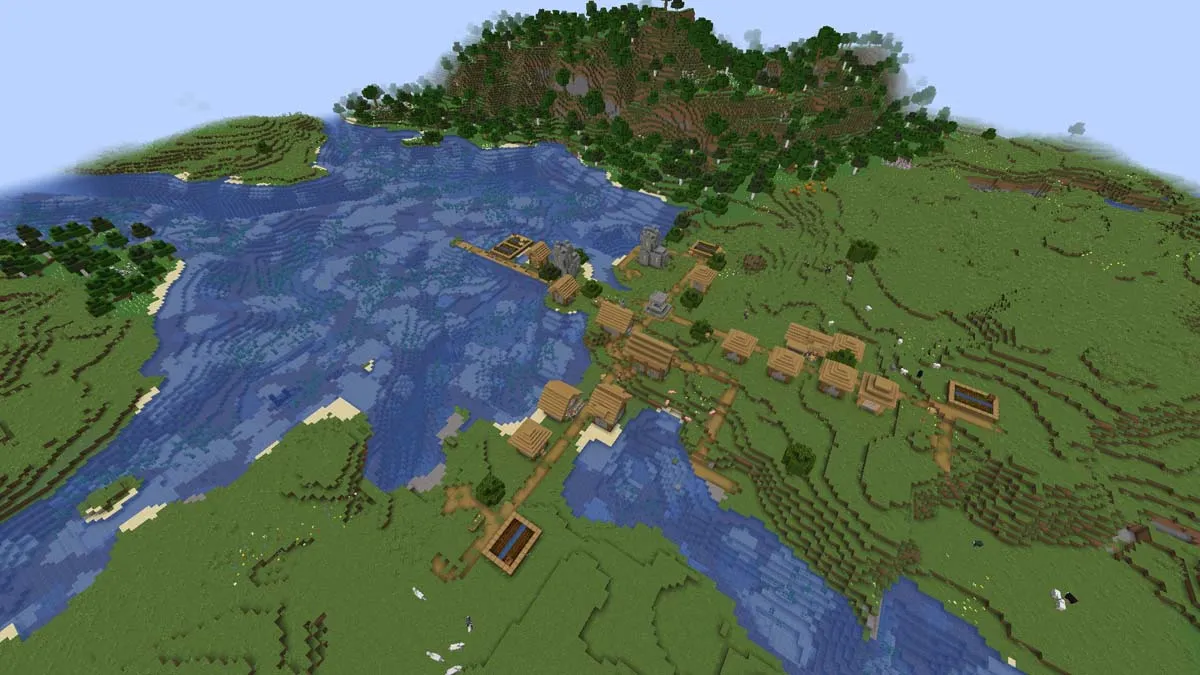Pueblo fluvial en Minecraft