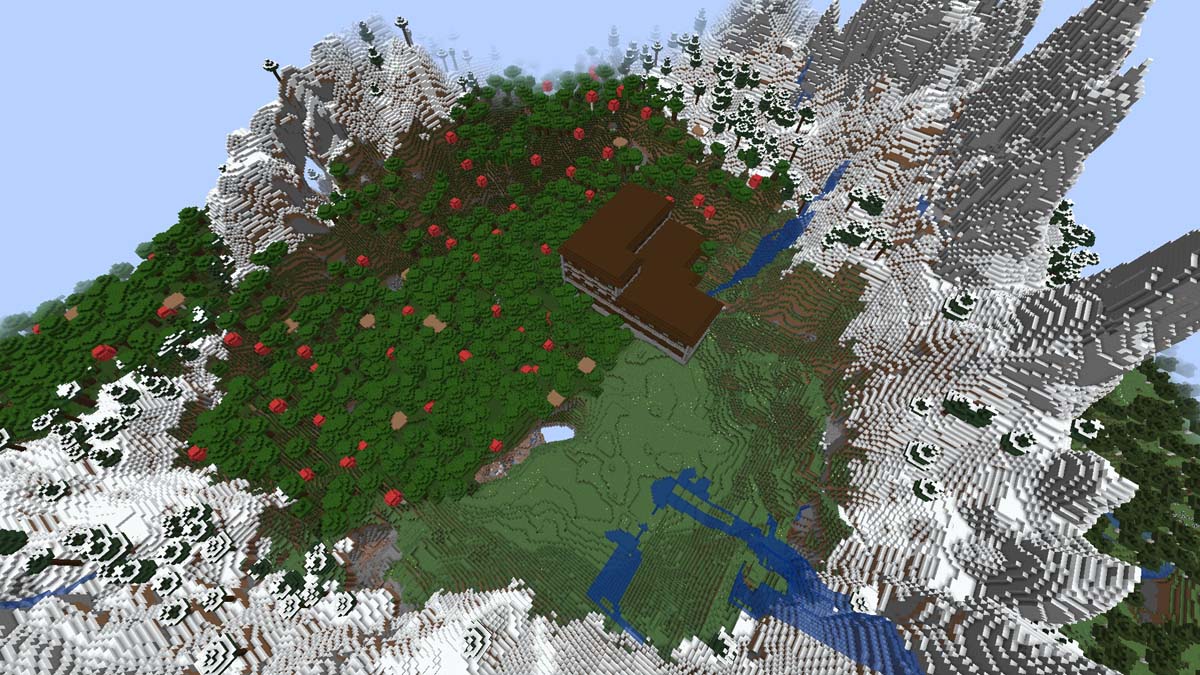 Mansión en el bosque dentro de la montaña en Minecraft
