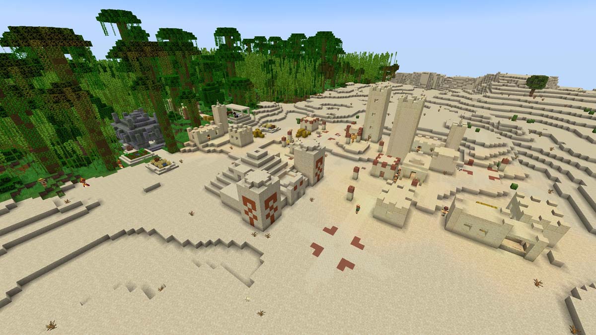Templo y pueblo del desierto en Minecraft