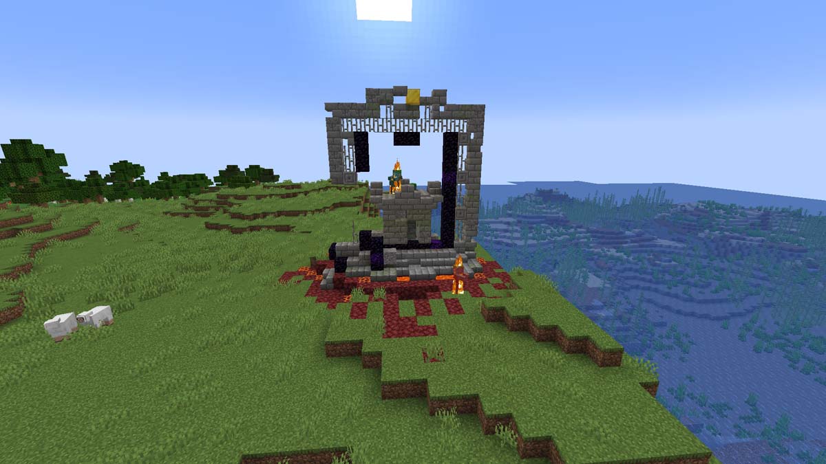 Portal en ruinas expuesto en Minecraft