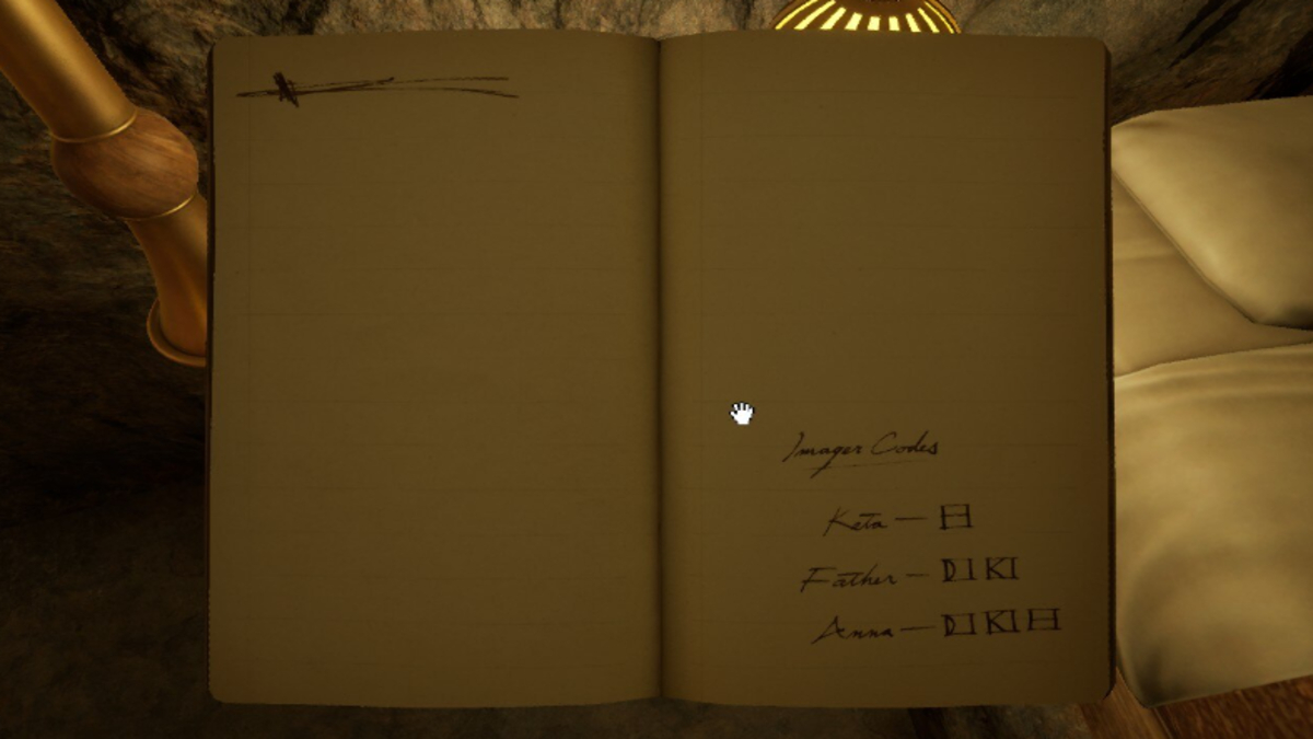 Leyendo el diario de Gehn en Riven.