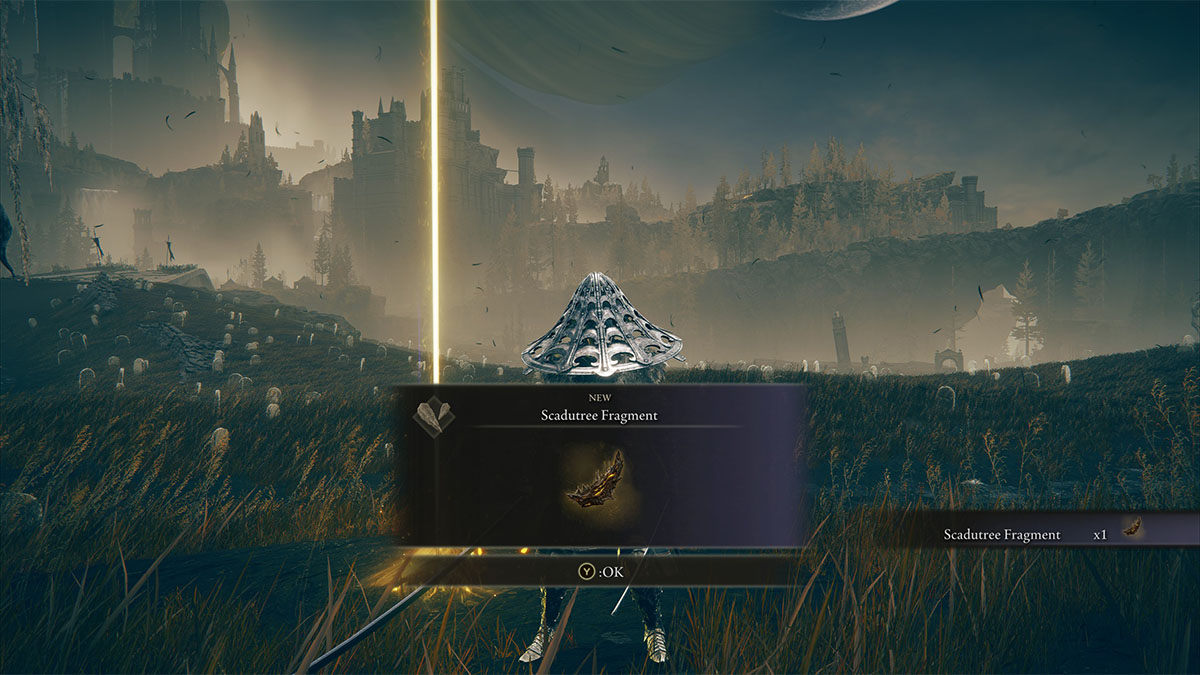 El fragmento de Scadutree de la cruz de tres caminos en Elden Ring Shadow of the Erdtree