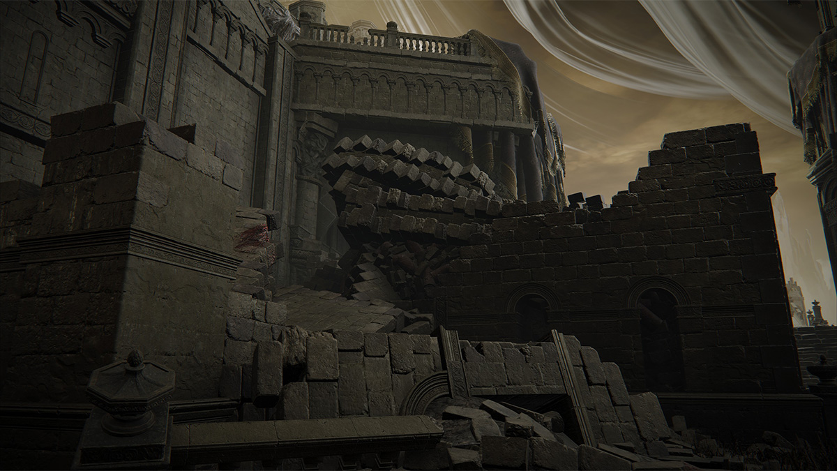 Camino al asentamiento de la Torre Belurat Fragmento de Scadutree cruzado en Elden Ring Sombra del Erdtree