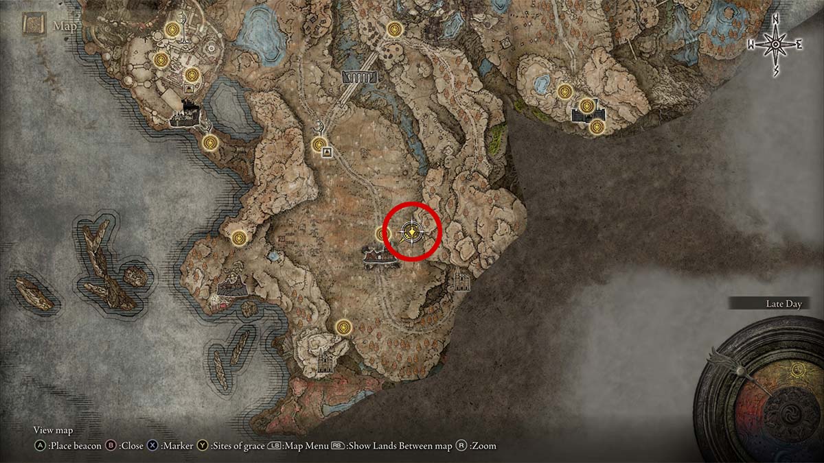 La ubicación del fantasma de la olla de Eastern Gravesite Plain en Elden Ring Shadow of the Erdtree