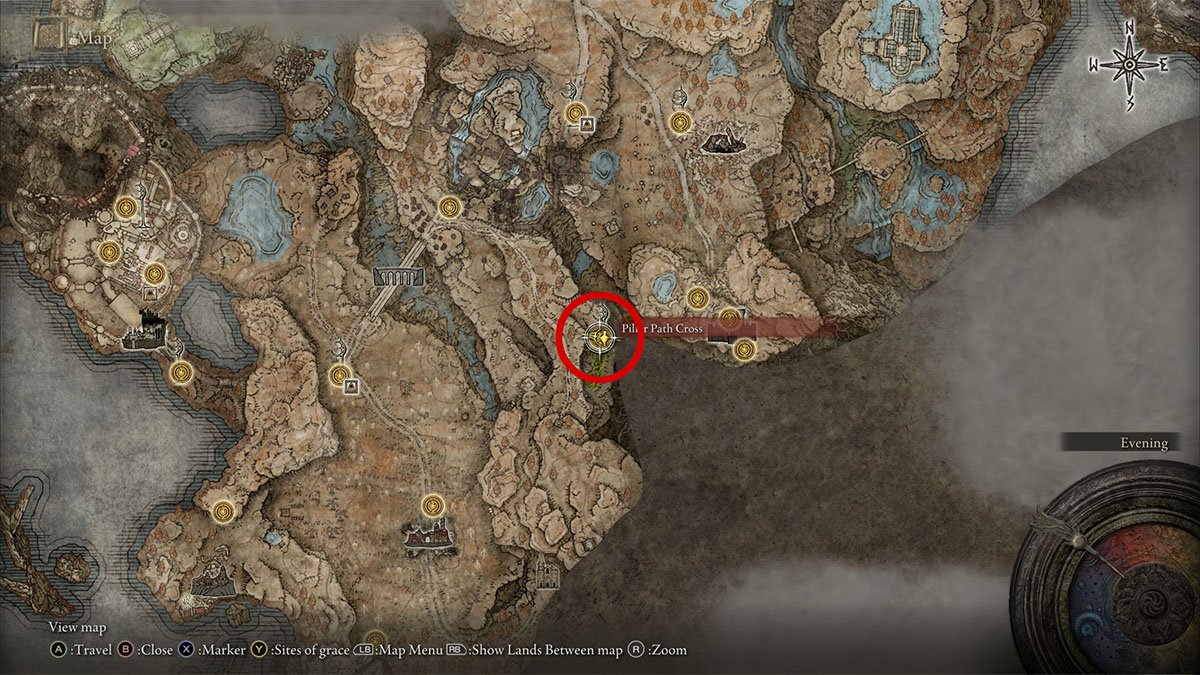 Ubicación del fragmento de Scadutree de Pillar Path Cross en Elden Ring Shadow of the Erdtree