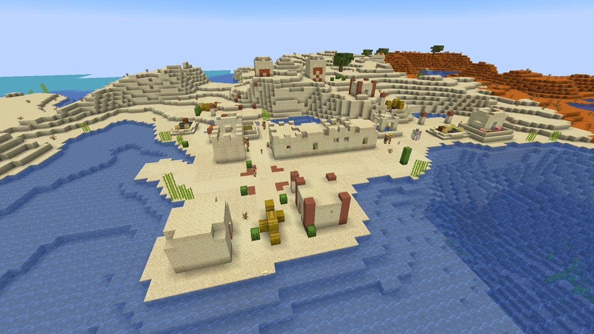 Templo y pueblo del desierto en Minecraft
