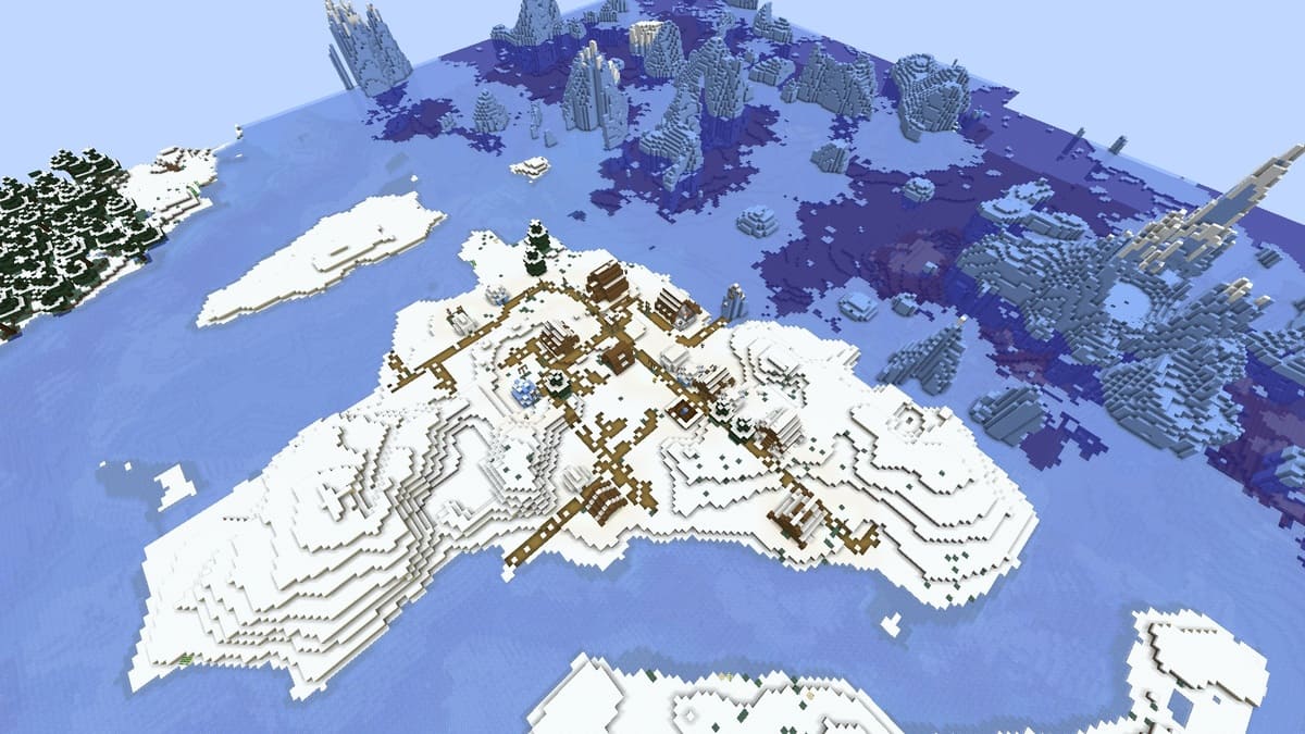 Pueblo de la isla de nieve en Minecraft